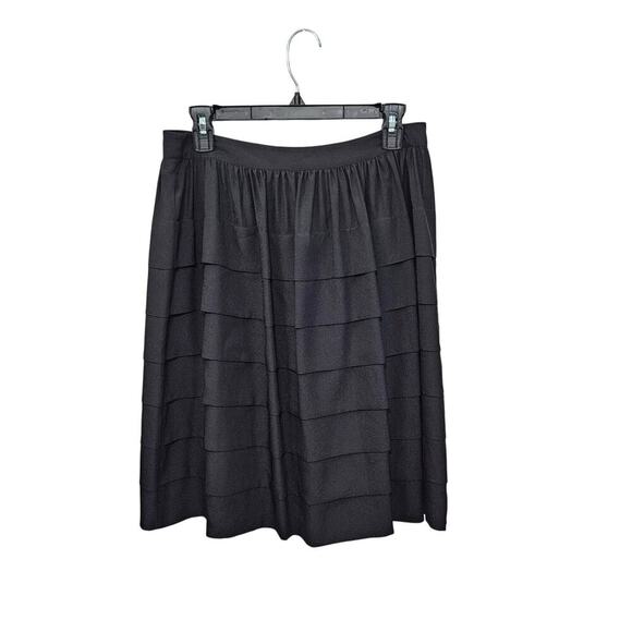 Karl Lagerfeld Paris Skirt Women 4 Small Black Tiered Career Capsule Knee Length - Picture 1 of 9